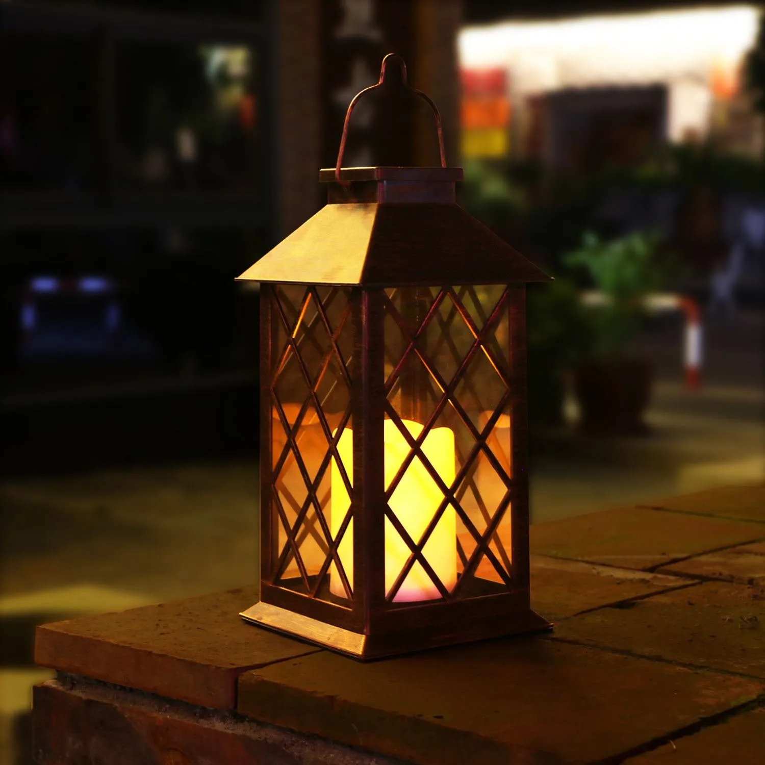 TAKE ME Solar Lantern,Outdoor Garden Hanging Lantern-Waterproof LED Flickering Flameless Candles Mission Lantern for Table,Outdoor,Party