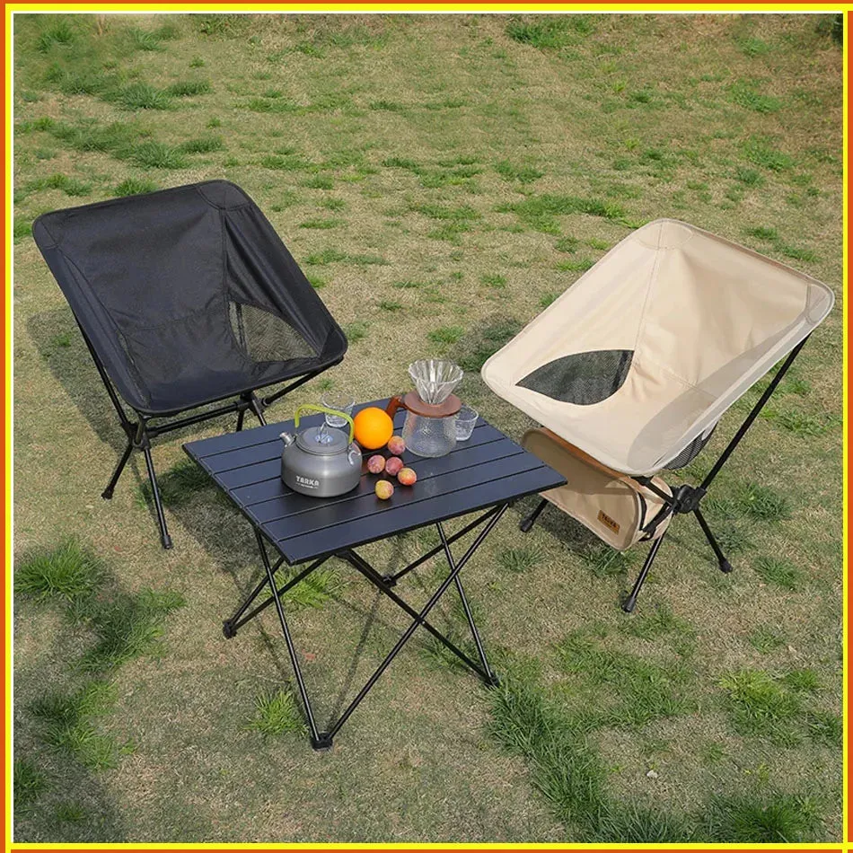 TARKA Foldable Camping Chairs Set Lightweight folding Chair Ultralight  Backpacking Moon Chairs for Garden Picnic Beach Fishing