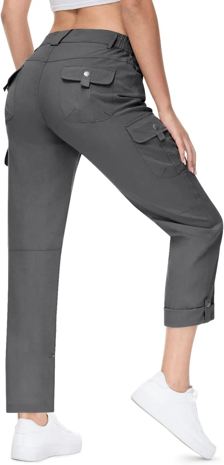 TBMPOY Women's Hiking Pants Quick Dry Convertible Lightweight Roll Up Cargo Pockets Travel Essentials Waterproof Work