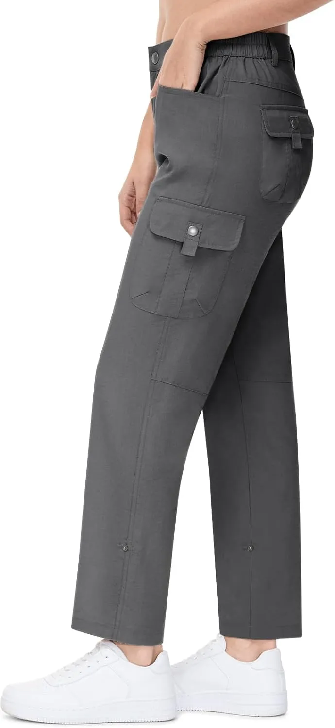 TBMPOY Women's Hiking Pants Quick Dry Convertible Lightweight Roll Up Cargo Pockets Travel Essentials Waterproof Work