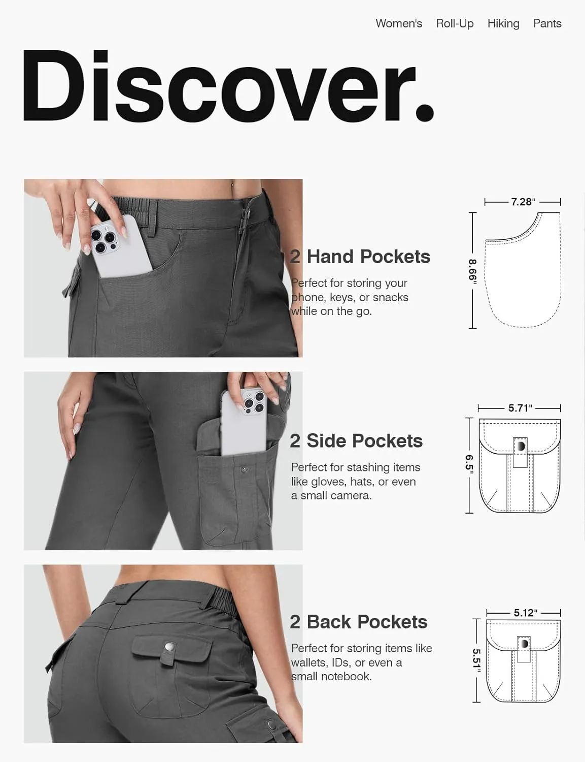 TBMPOY Women's Hiking Pants Quick Dry Convertible Lightweight Roll Up Cargo Pockets Travel Essentials Waterproof Work