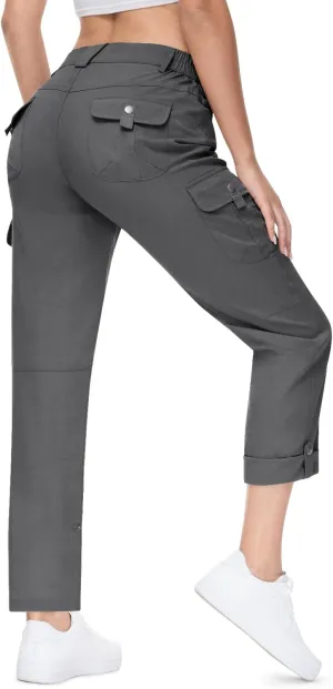 TBMPOY Women's Hiking Pants Quick Dry Convertible Lightweight Roll Up Cargo Pockets Travel Essentials Waterproof Work