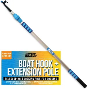 Telescoping Boat Hook Pole, Push Pole with 3/4" Thread Screw End, Docking Stick for Boats, Pontoon, Marine Boating Accessories (Hook Only or with Pole)