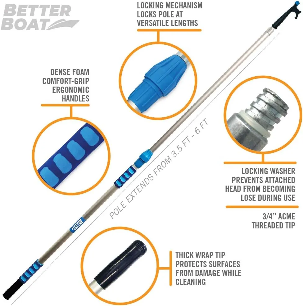 Telescoping Boat Hook Pole, Push Pole with 3/4" Thread Screw End, Docking Stick for Boats, Pontoon, Marine Boating Accessories (Hook Only or with Pole)