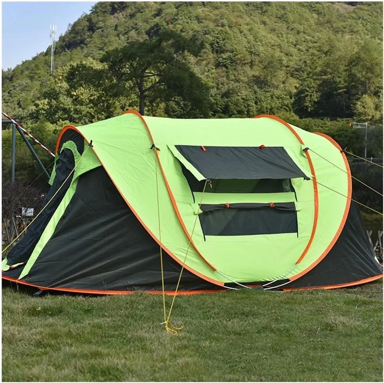 Tent 3-6 People Outdoor Fully Automatic Camping Tent Pop-up Tent Instant Setup Tent 4 Season Sun Shelter Family Outdoor Camping Lightweight (Color : Coffee Color 3-4p)