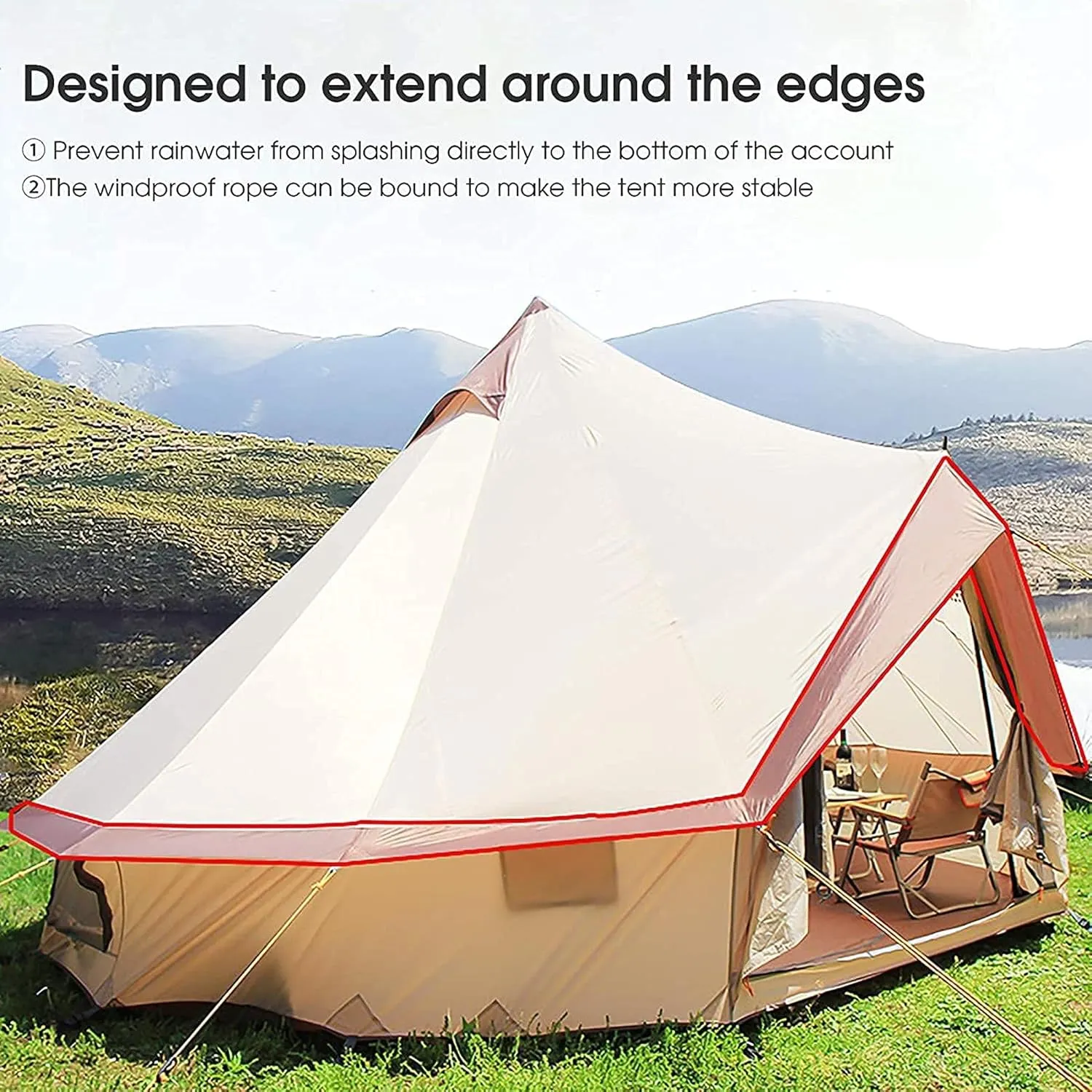 Tent Canvas Tent with Stove Hole Cotton Canvas Tents Yurt Tent for Camping 4-Season Waterproof Tent for Family Camping Outdoor Glamping, Luxury Teepee