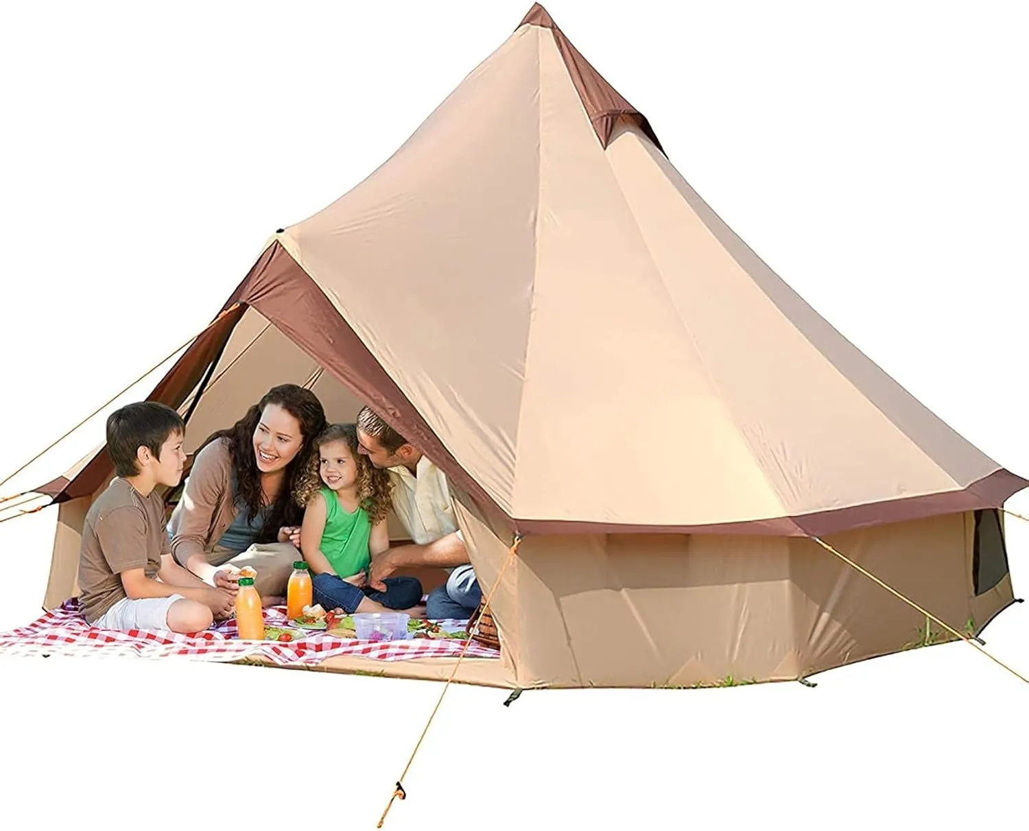 Tent Canvas Tent with Stove Hole Cotton Canvas Tents Yurt Tent for Camping 4-Season Waterproof Tent for Family Camping Outdoor Glamping, Luxury Teepee