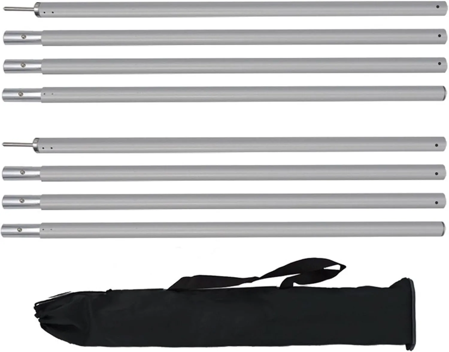 Tent Pole Support Frames Kit Outdoor Support， 2.4meter Aluminum Tarp Poles Heavy Duty Adjustable Support Pole Shelter Awning Canopy Rod Camping Outdoor Equipment Accessories Warterproof Sail