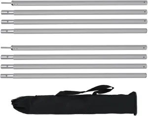 Tent Pole Support Frames Kit Outdoor Support， 2.4meter Aluminum Tarp Poles Heavy Duty Adjustable Support Pole Shelter Awning Canopy Rod Camping Outdoor Equipment Accessories Warterproof Sail