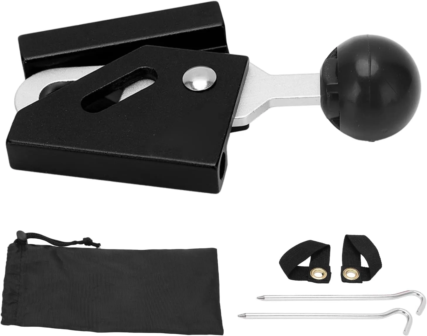 Tent Pole Tips Cap Set, Anti Puncture Round Canopy Rod Top Cap, 90° Adjustable Angle, Antislip Ground Nails with Storage Bag, Puncture Proof Top Cap for 6mm Support Rods (Black)