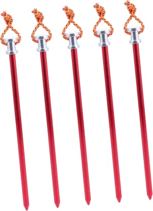 Tent Stakes 5pcs Tent Pegs Backpacking Tent Beach Tents Tent Stakes Camping Peg Tent for Camping Tent Nails Camping Spikes Camping Tents Ground Pegs Red Outdoor Accessories Aluminum Alloy