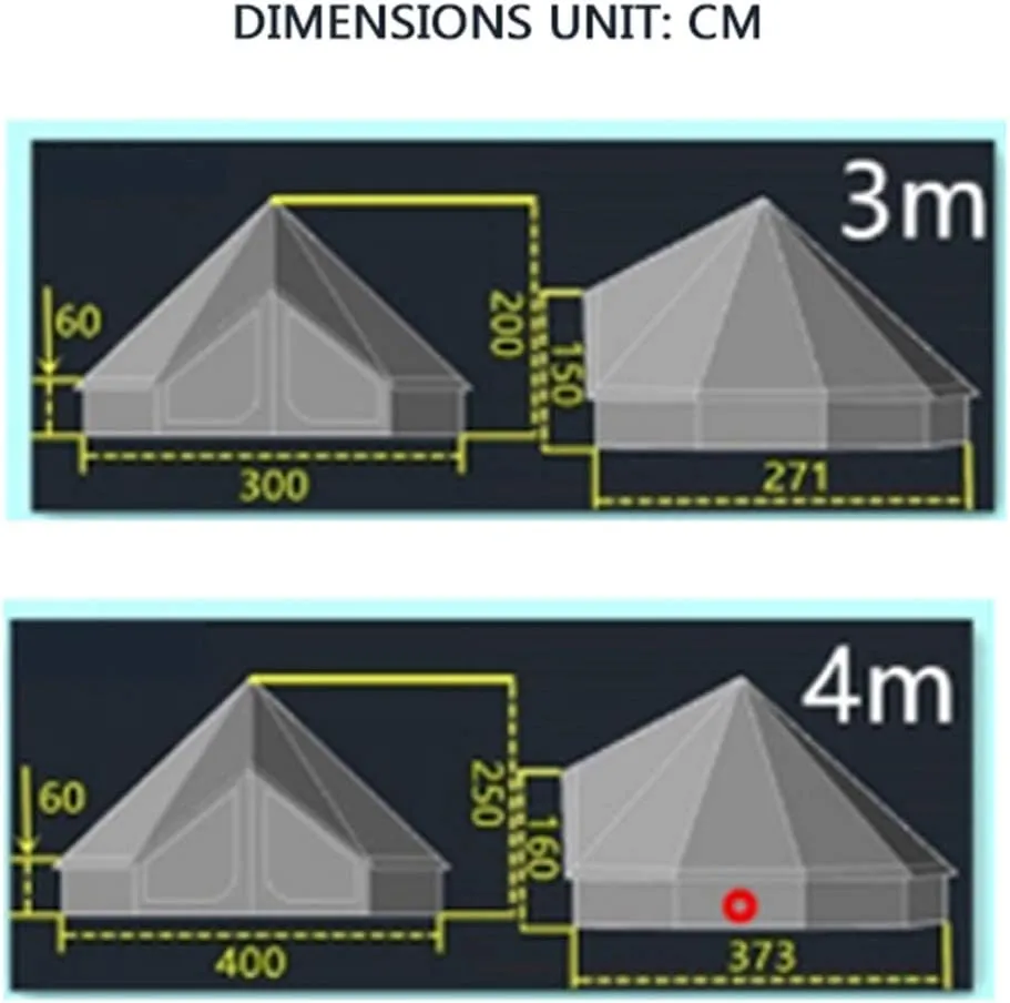 Tents for Camping 4 Season Cotton Bell Glamping Tent Outdoor Family Camping Tent with Zipped Groundsheet Mesh Door for Camping Hunting, 3M, Beige