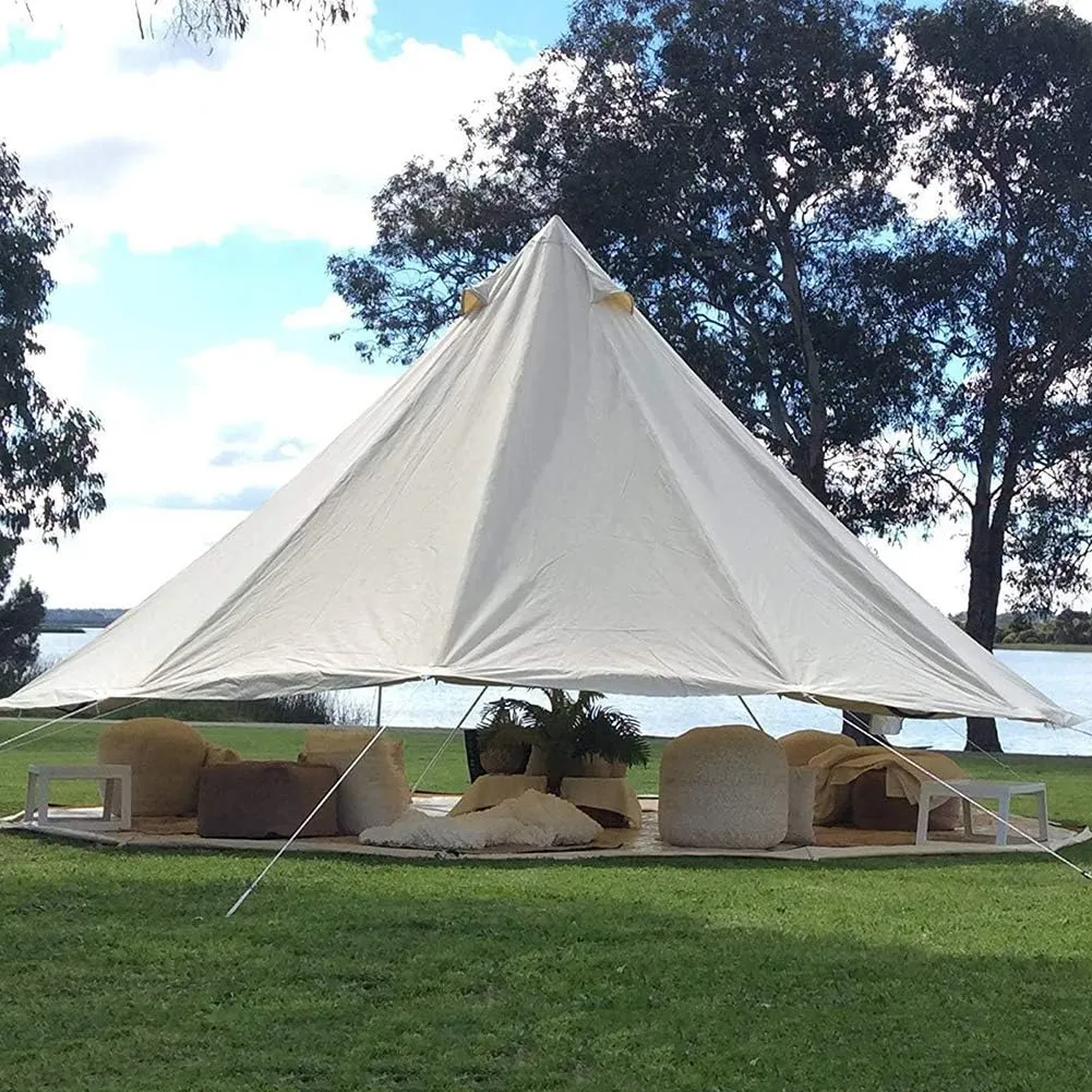 Tents for Camping 4 Season Cotton Bell Glamping Tent Outdoor Family Camping Tent with Zipped Groundsheet Mesh Door for Camping Hunting, 3M, Beige