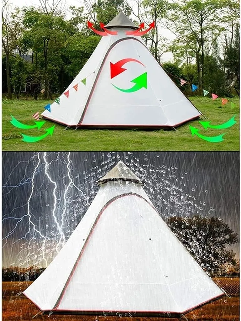 Tents for Camping Beach Tents Pyramid Camping Family Tent Double Rainproof Tent 4-6 People Outdoor Picnic Field Waterproof Large Outdoor Tent Family Tents for Camping Hiking Traveling