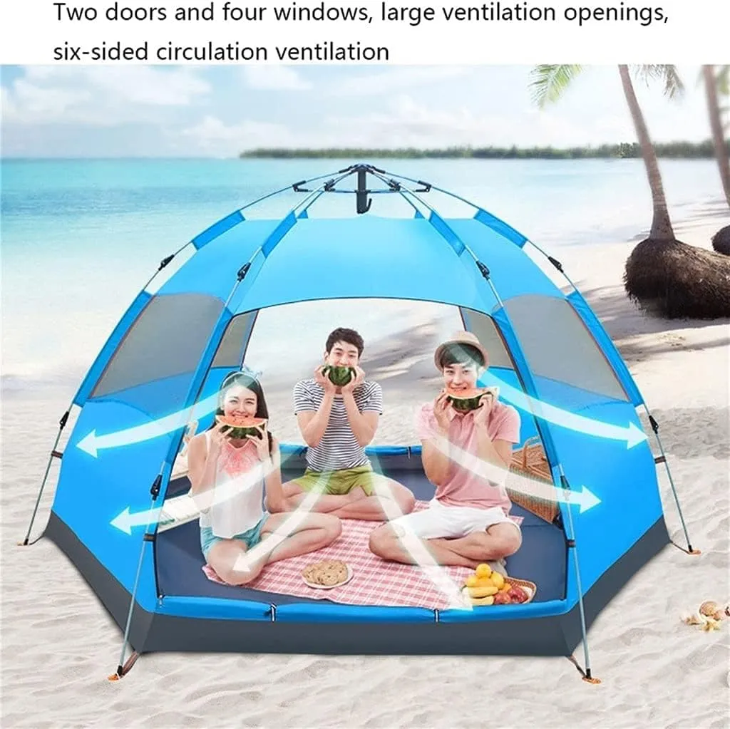 Tents for Camping Beach Tents Six Sides Breathable Tent Rainproof Anti-UV Camping Tents Automatic Outdoor Tent Picnic in The Park 3-4 Person Family Tents for Camping Hiking Traveling