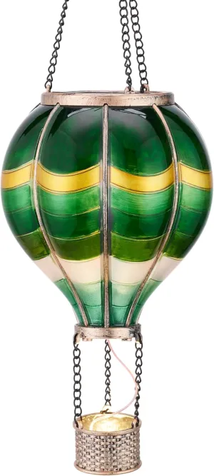 TERESA'S COLLECTIONS Hot Air Balloon Solar Lantern for St Patrick's Day Garden Decor,Hanging Flickering Flame Outdoor Lights for Trees, Green Decorations for Party Gift for Mom