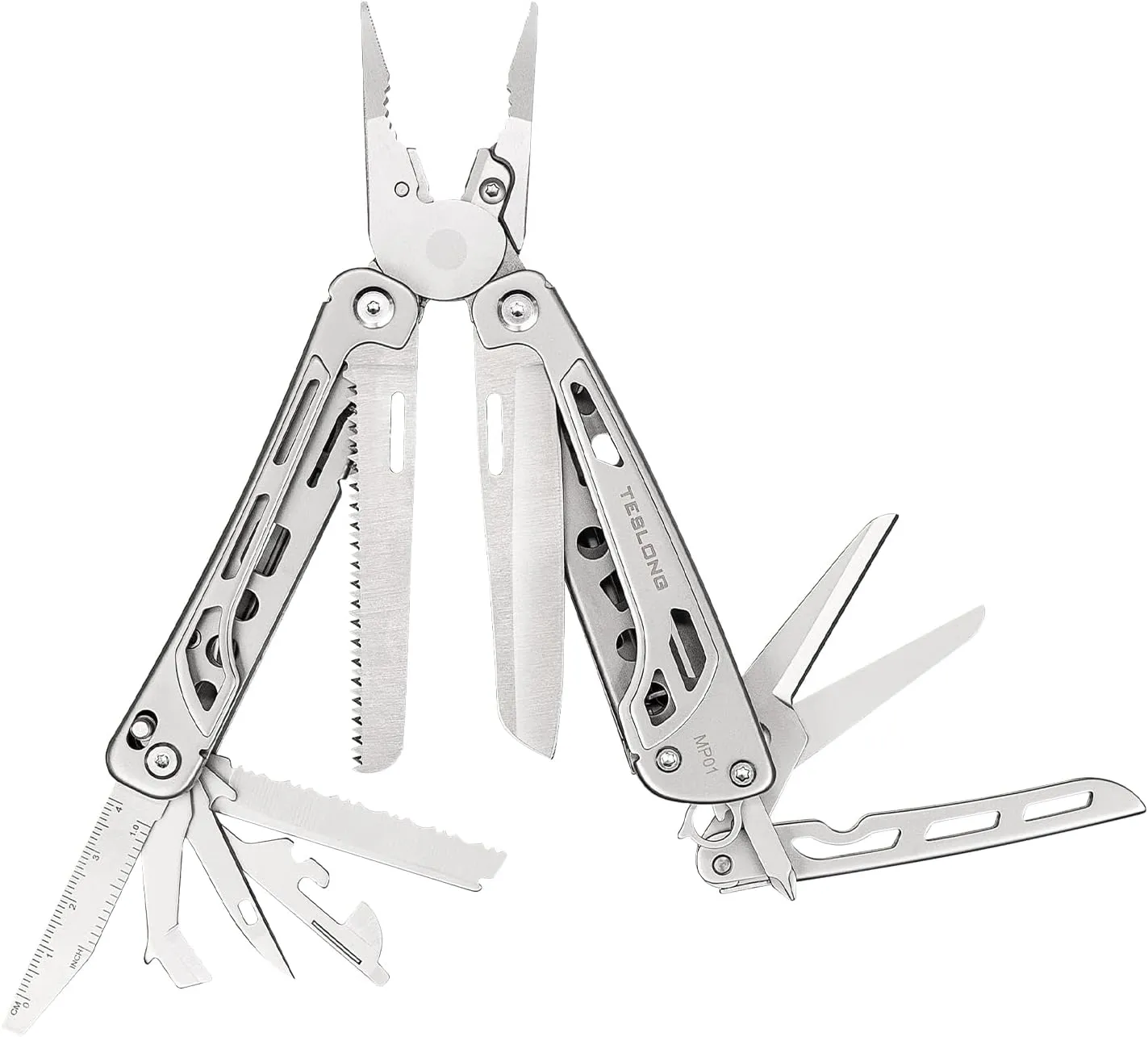 Teslong 18-In-1 Multitool with Safety Locking, Professional Stainless Steel Multitool Pliers Pocket Knife