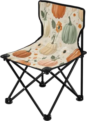 Thanksgiving Cartoon Pumpkin Portable Outdoor Folding Chair Anti-Slip Padded Oxford Cloth Stool Camping Chair Small for Beach Hiking Fishing Gardening Quad Camp Chair