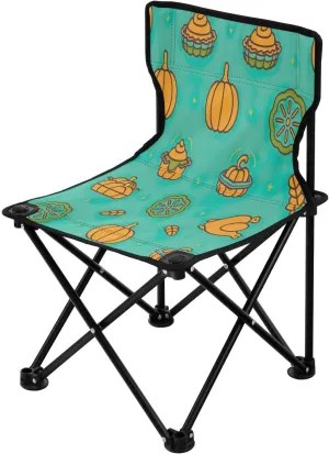 Thanksgiving Cartoon Turkey Portable Outdoor Folding Chair Anti-Slip Padded Oxford Cloth Stool Camping Chair Small for Beach Hiking Fishing Gardening Quad Camp Chair