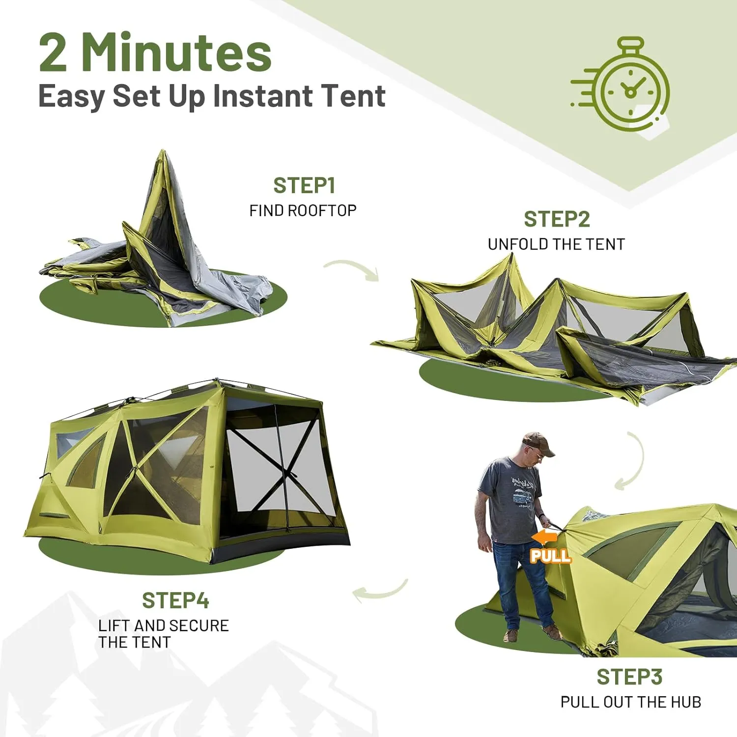 TIMBER RIDGE 4/6/8 Person Instant Pop Up Cabin Tent, Easy 60 Second Setup, Weather Resistant Camping Family Hub Tent with Rain Fly and Carry Bag for Camping Hiking Outdoor Travel