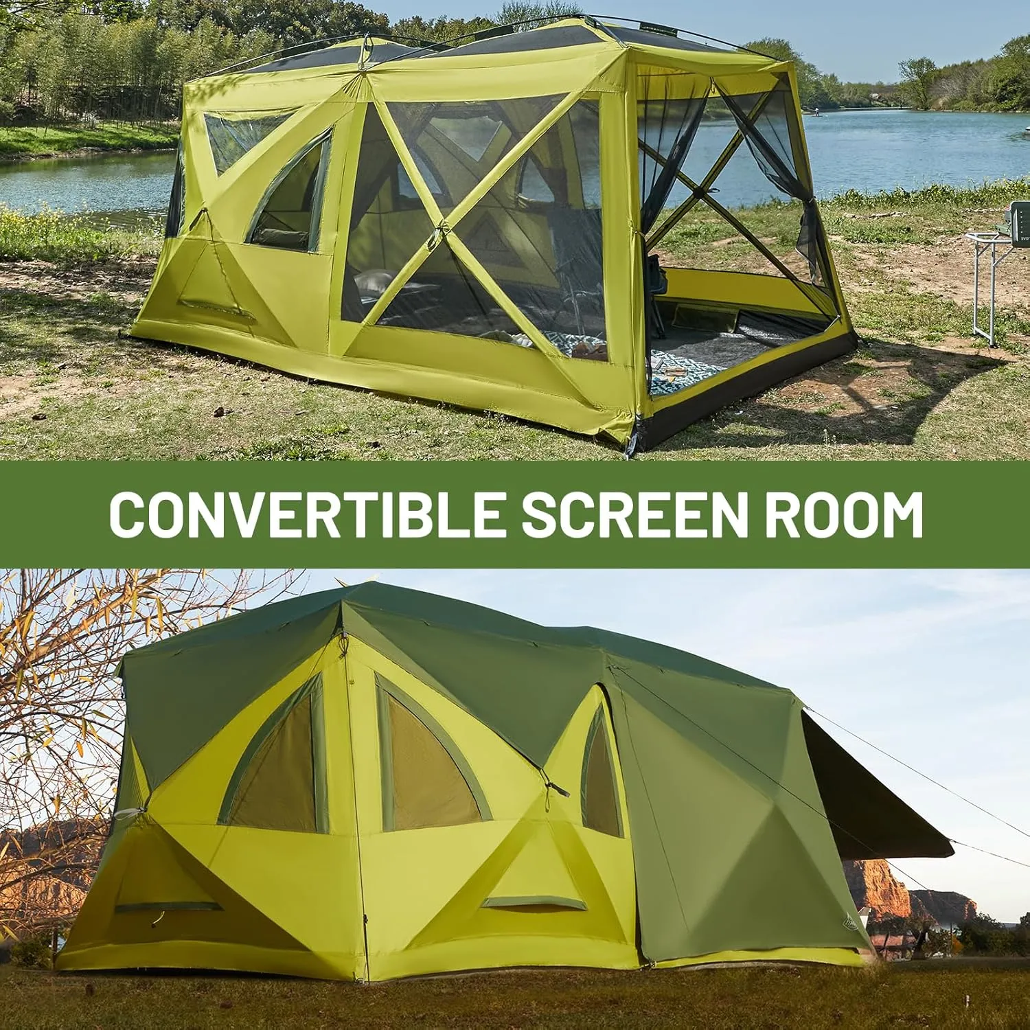 TIMBER RIDGE 4/6/8 Person Instant Pop Up Cabin Tent, Easy 60 Second Setup, Weather Resistant Camping Family Hub Tent with Rain Fly and Carry Bag for Camping Hiking Outdoor Travel