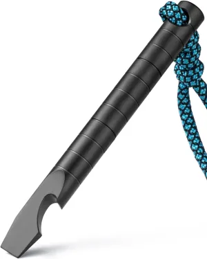 TISUR Titanium EDC Pry Bar, Keychain Prybar Multitool With Bottle Opener, 6 in 1 Portable Pocket Mini Crowbar Tool (Black)