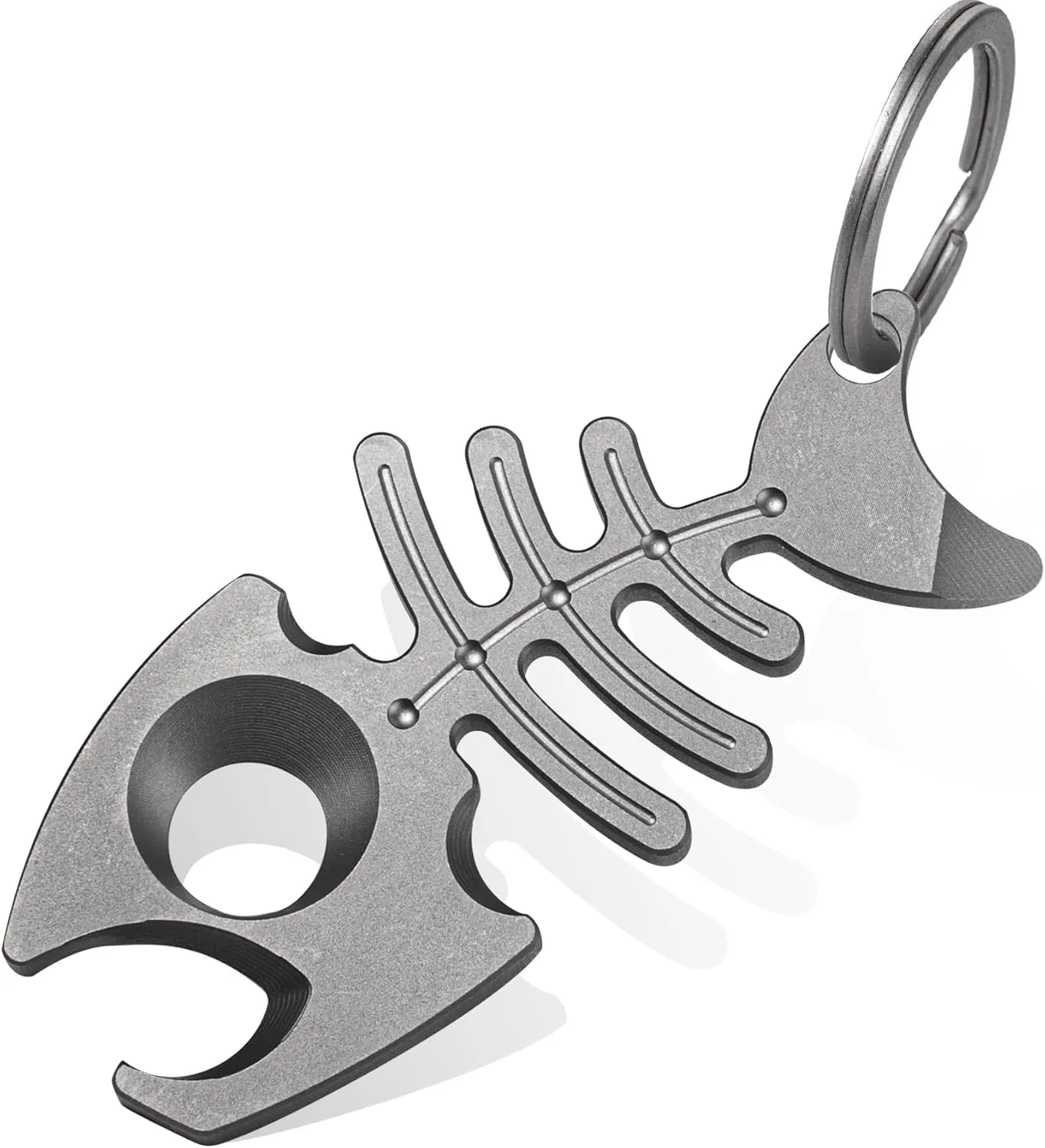 TISUR Titanium Keychain Bottle Opener with Stainless Steel Key Ring, EDC key chain multitool Pry Bar, Gifts for Men (Grey (1-Pack))