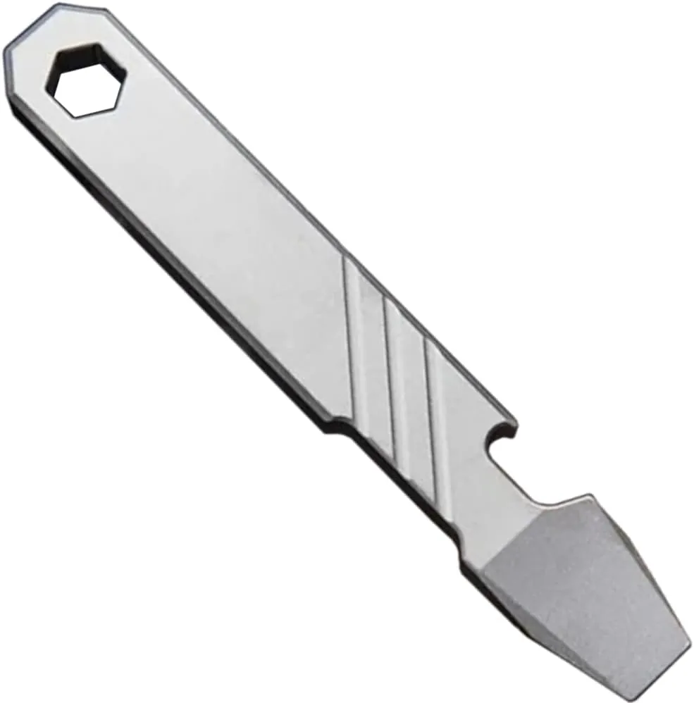 Titanium EDC Pry Bar Tool – 4” Pocket Prybar with Bottle Opener, Flathead Screwdriver, Box Opener & Scraper – Compact Multi Tool for Everyday Carry