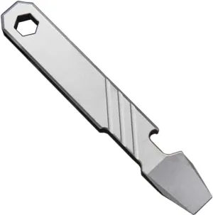 Titanium EDC Pry Bar Tool – 4” Pocket Prybar with Bottle Opener, Flathead Screwdriver, Box Opener & Scraper – Compact Multi Tool for Everyday Carry