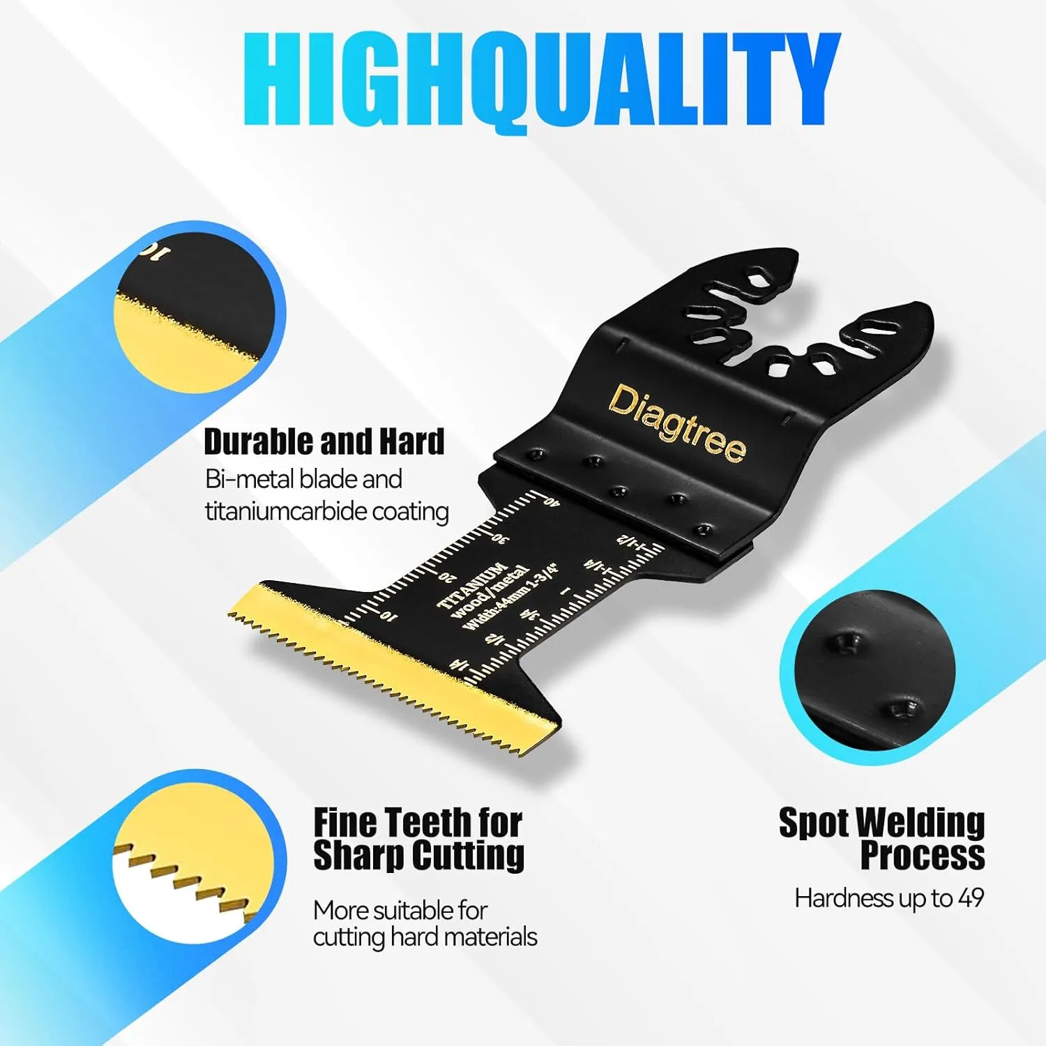 Titanium Oscillating Saw Blades, Diagtree 20PCS Titanium Oscillating Multitool Blades for Metal, Wood and Plastic, fit Dewalt Milwaukee Ryobi Fein Dremel Bosch Rockwell Makita Porter Cable
