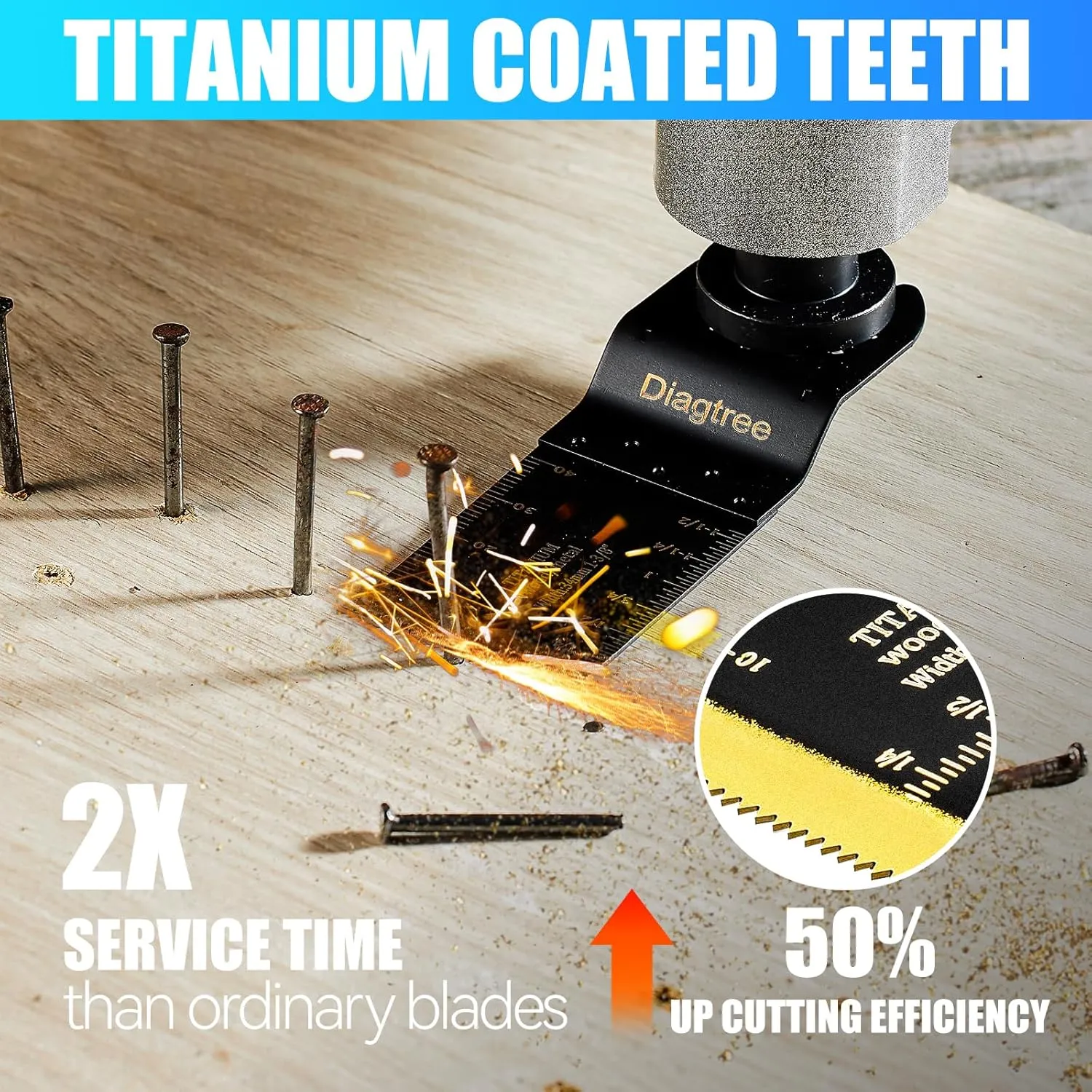 Titanium Oscillating Saw Blades, Diagtree 20PCS Titanium Oscillating Multitool Blades for Metal, Wood and Plastic, fit Dewalt Milwaukee Ryobi Fein Dremel Bosch Rockwell Makita Porter Cable