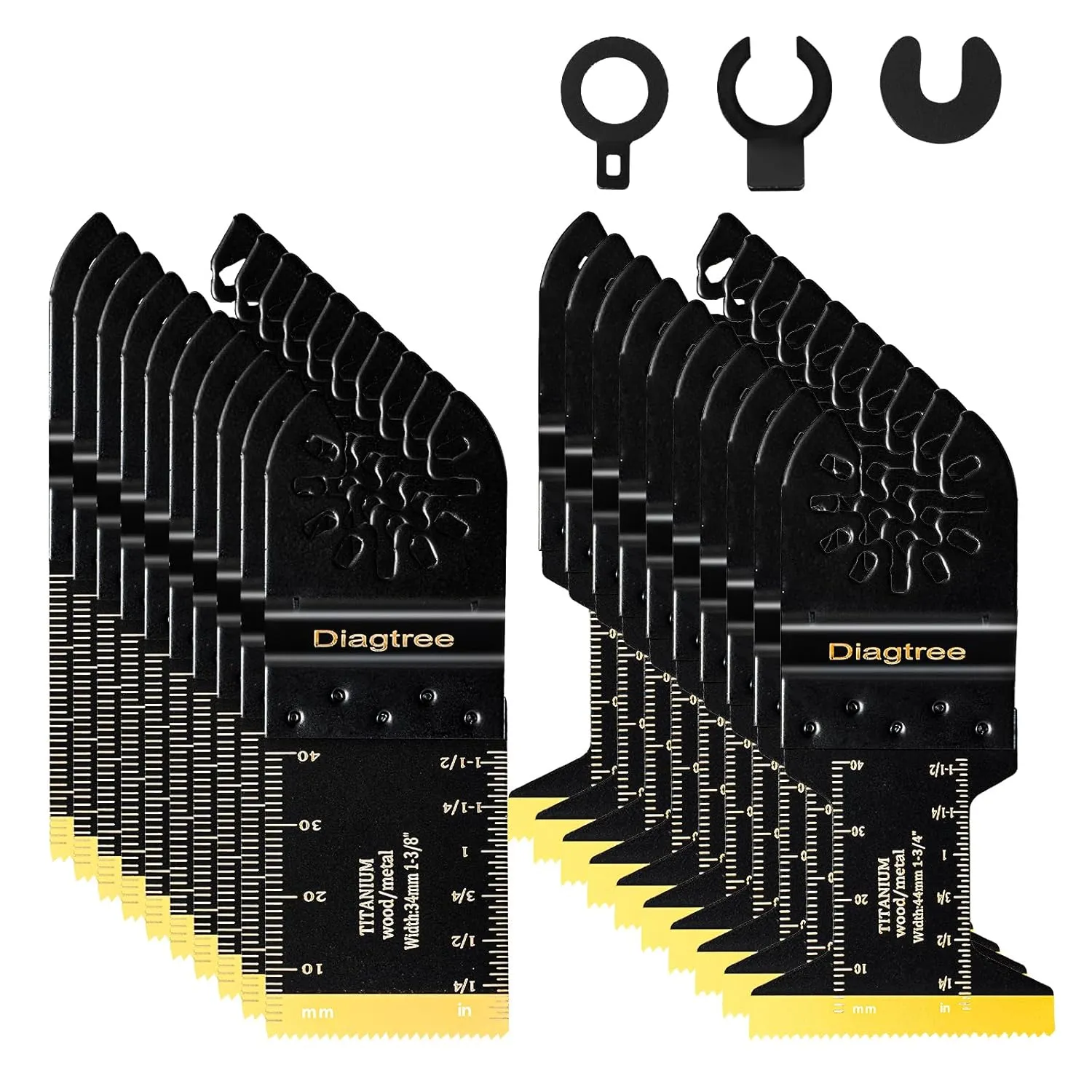 Titanium Oscillating Saw Blades, Diagtree 20PCS Titanium Oscillating Multitool Blades for Metal, Wood and Plastic, fit Dewalt Milwaukee Ryobi Fein Dremel Bosch Rockwell Makita Porter Cable