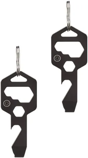 TitanKey – 8-in-1 Titanium Multitool Keychain Tool – Grade 5 Titanium – TSA Friendly EDC – Bottle Opener, Screwdriver, Wrenches, Pry Tool (2, Black)