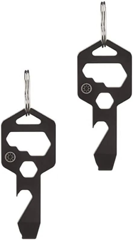 TitanKey – 8-in-1 Titanium Multitool Keychain Tool – Grade 5 Titanium – TSA Friendly EDC – Bottle Opener, Screwdriver, Wrenches, Pry Tool (2, Black)