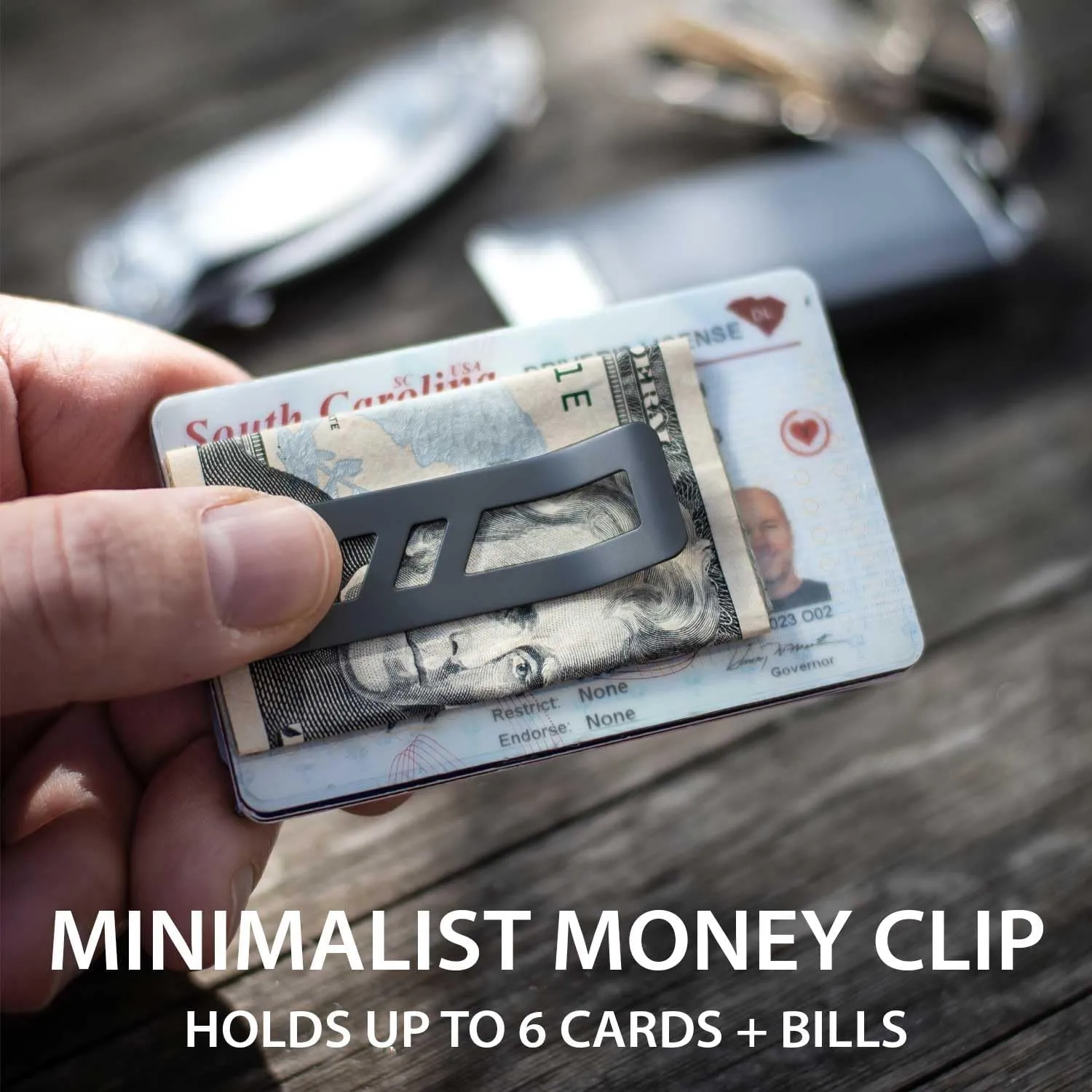 Toolcard Pro with Money Clip - 40 in 1 Credit Card Multitool Card - Sleek Minimalist Stainless Steel Wallet Card and Money Clip by Lever Gear (1, Black)