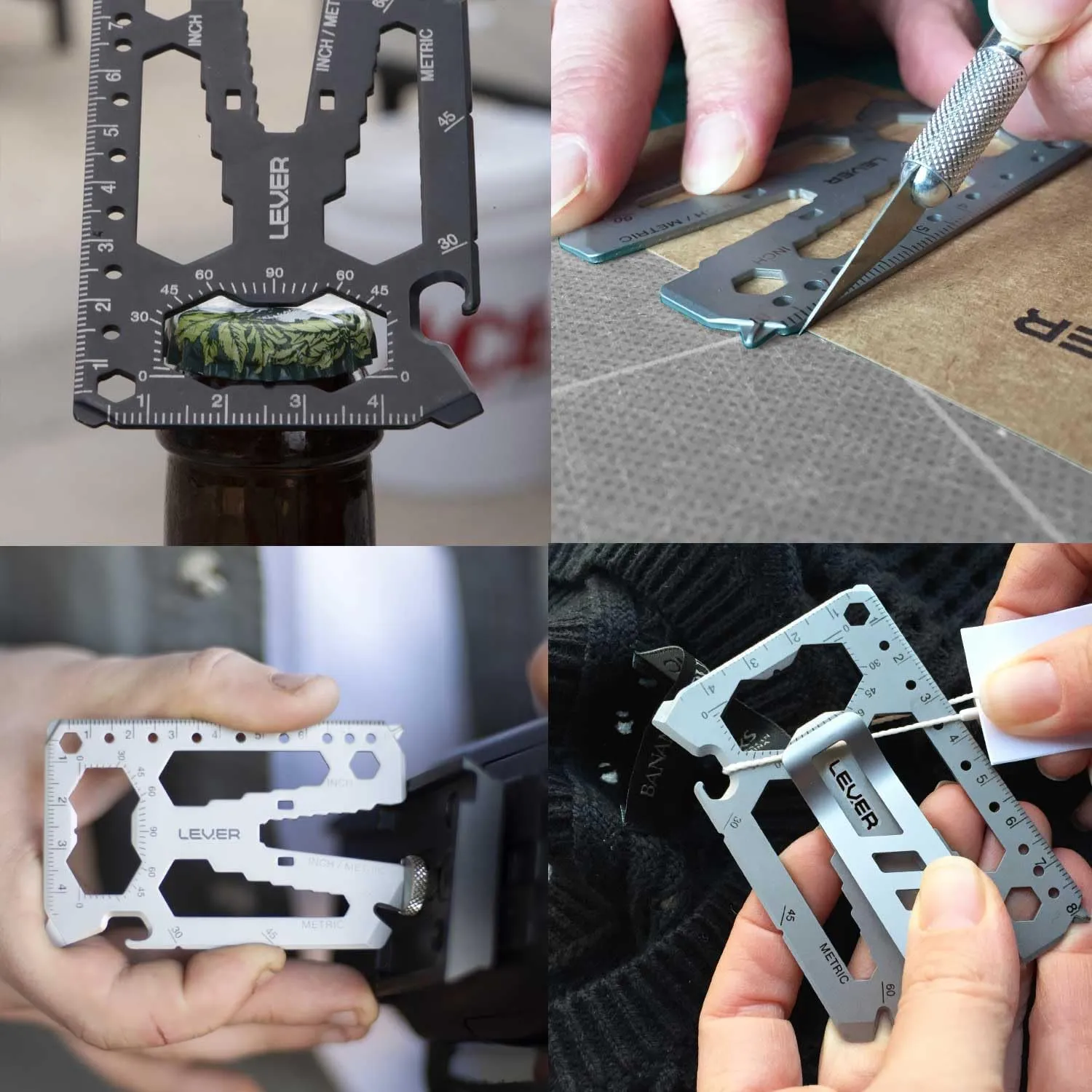Toolcard Pro With Money Clip - 40 in 1 Credit Card Multitool - Sleek Minimalist Stainless Steel Wallet and Money Clip by Lever Gear (2, Silver)
