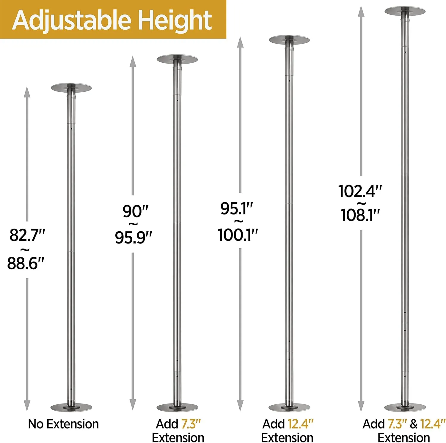 Topeakmart Portable Dancing Pole Kit Static Spinning Dance Pole with Adjustable Height 7.4ft-9ft for Home