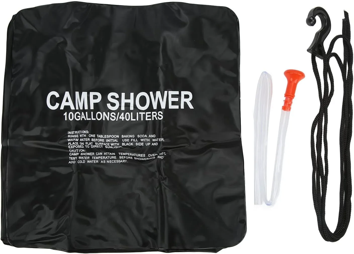 Topyond 40L Solar Camp Shower Bag, Camping Bath Bag with Sprayer PVC Rubber Plastic Cloth Texture UV Proof Coating Shower Water Bag for Outdoor Camping, Camping Essentials