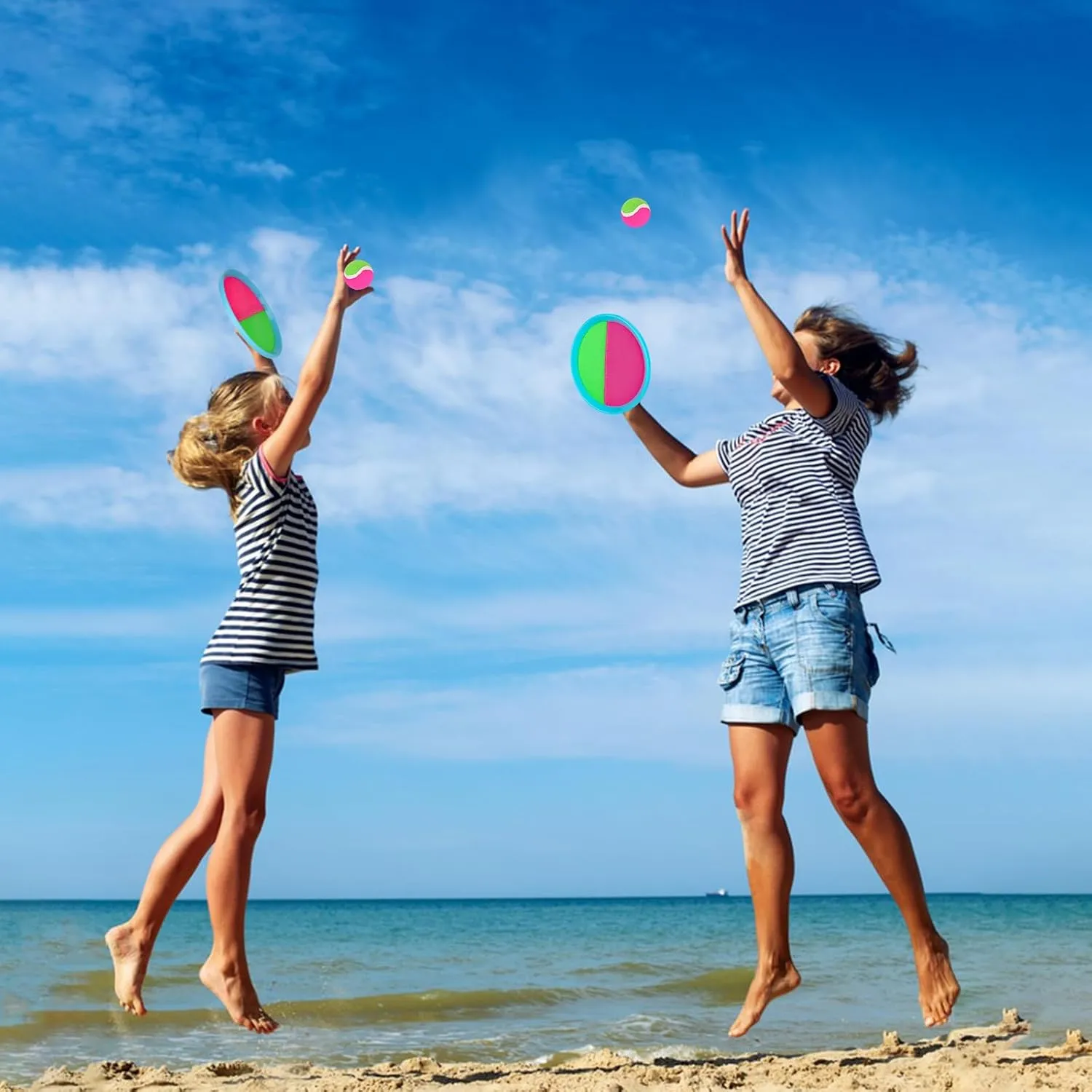 Toss and Catch Ball Set, Spike Ball Game for Kids Ages 4-8, Outdoor Toys for Beach, Lawn, Park, Family Play, Party, Travel, 6 Paddles, 3 Balls, Storage Bag