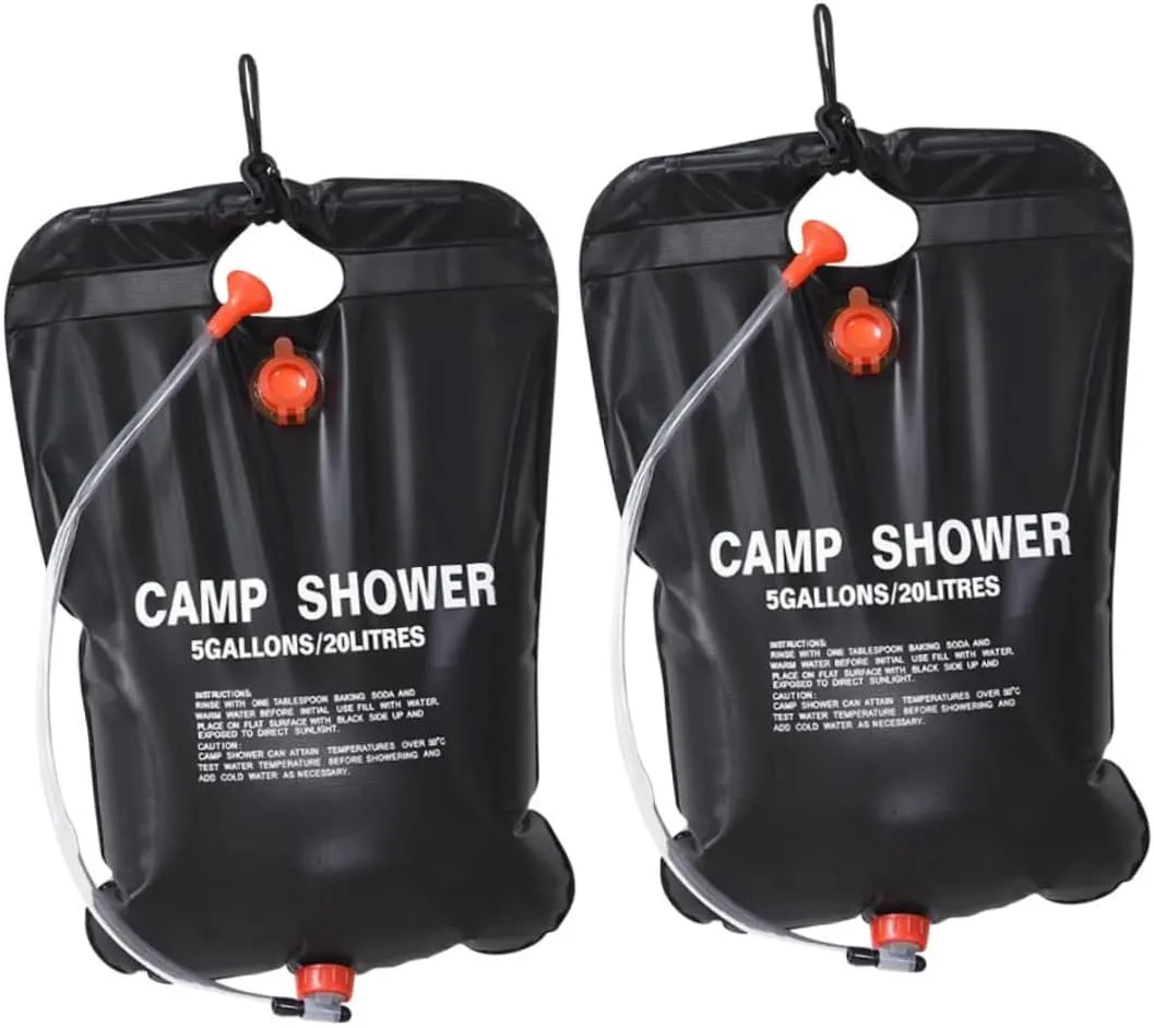 Toyvian 2Pcs Portable Solar Shower Bag Camping Shower Bag for Outdoor Use Lightweight Material for Hiking Travel and Beach Activities
