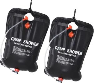 Toyvian 2Pcs Solar Shower Bag Portable Outdoor Camp Shower with Hose Shower Head for Camping Hiking Backpacking Fishing and Self Driving Adventures