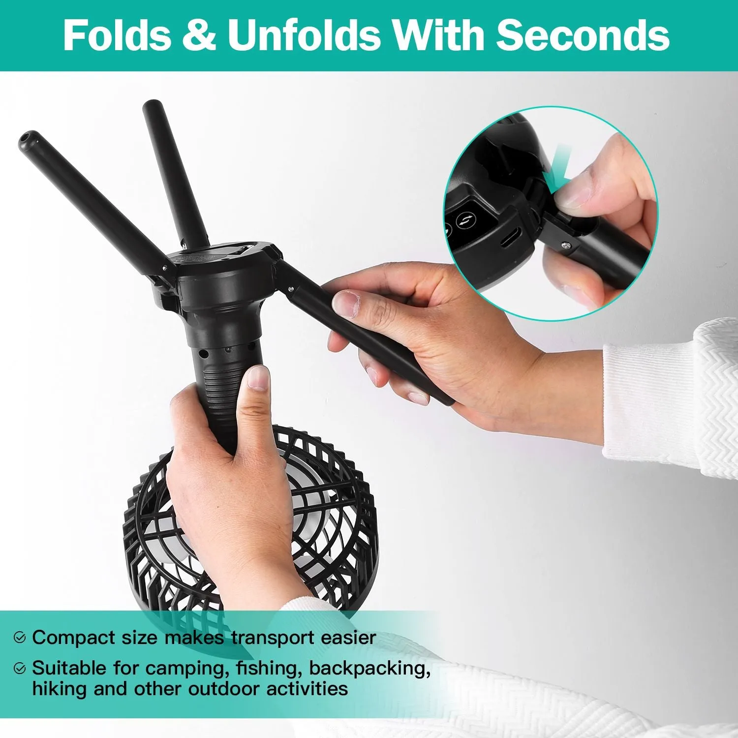 TrailVibe MultiMount Rechargeable Camp Fan & Lantern – 10400mAh Power Hub