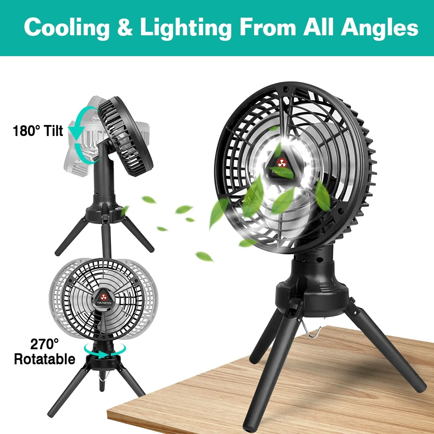 TrailVibe MultiMount Rechargeable Camp Fan & Lantern – 10400mAh Power Hub