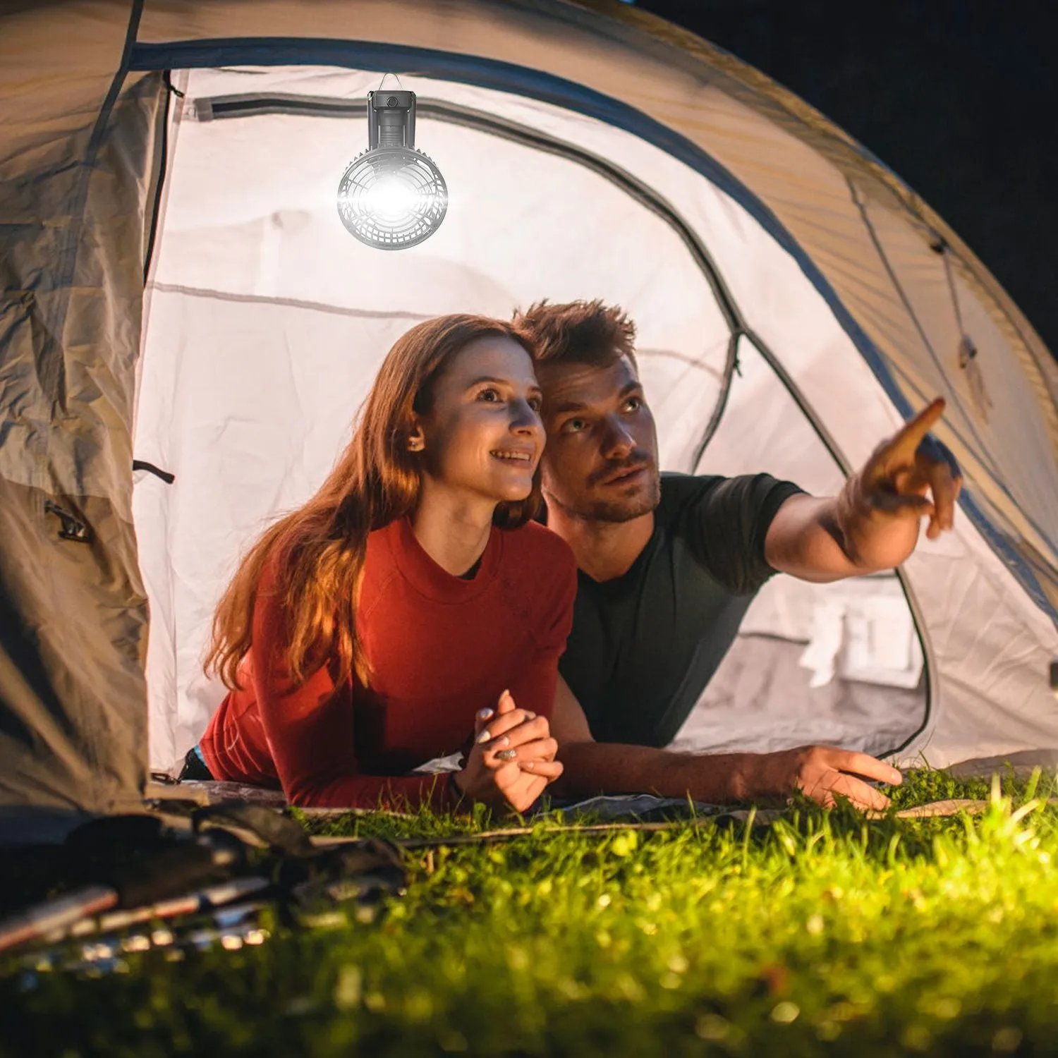 TrailVibe MultiMount Rechargeable Camp Fan & Lantern – 10400mAh Power Hub