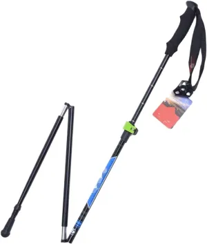 Travel Trekking Pole Folding Trekking Hiking Poles Strong Walking Stick Lightweight Aluminum Alloy for Camping Outdoor Activities(Blue)