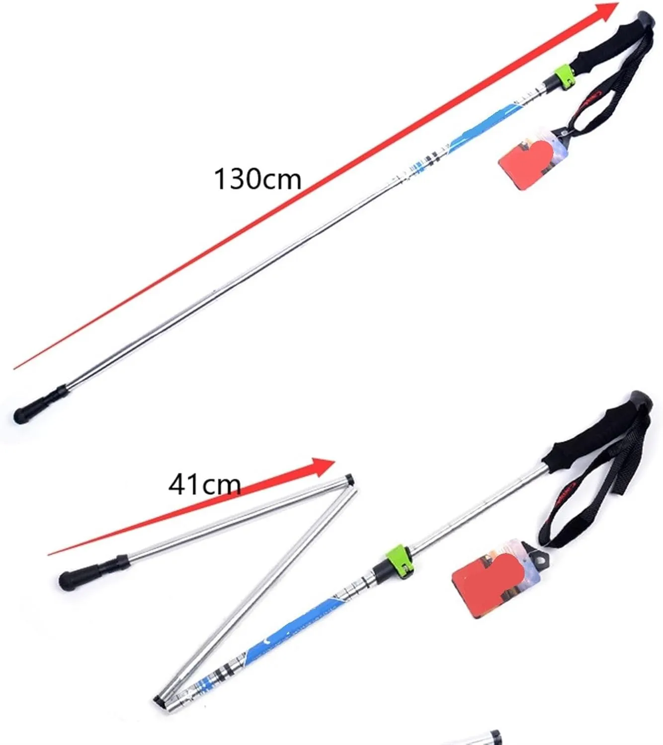 Travel Trekking Pole Folding Trekking Hiking Poles Strong Walking Stick Lightweight Aluminum Alloy for Camping Outdoor Activities(Blue)