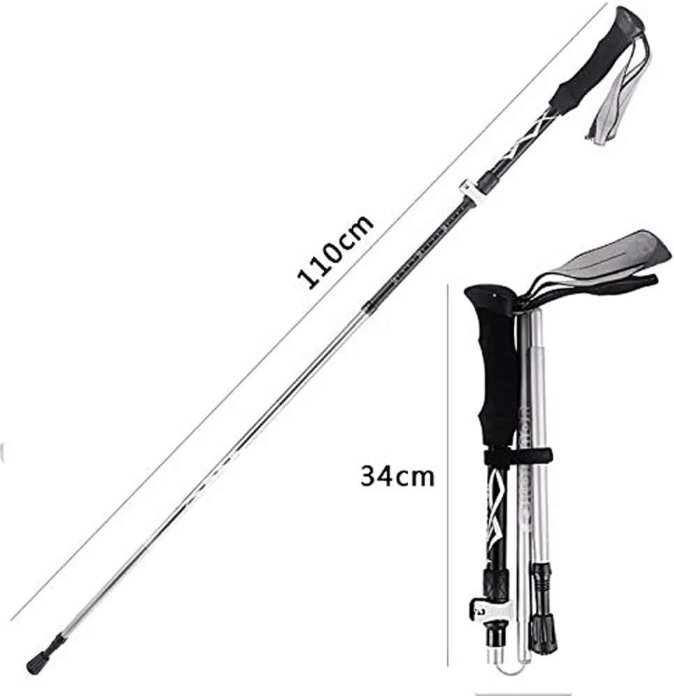 Trekking Pole- Aluminum Collapsible Ultralight Travel Trekking Hiking Pole for Men and Women (White Style)