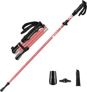 Trekking Pole-Walking Stick-Aluminum Lightweight Adjustable,for Hiking,Mountaineering,Walker for The Elderly,65-135CM,Red