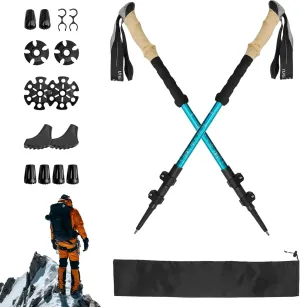 Trekking Poles - Lightweight, Collapsible Hiking Poles for Snowshoe and Backpacking Gear - Pair of 2 Walking Sticks for Hiking