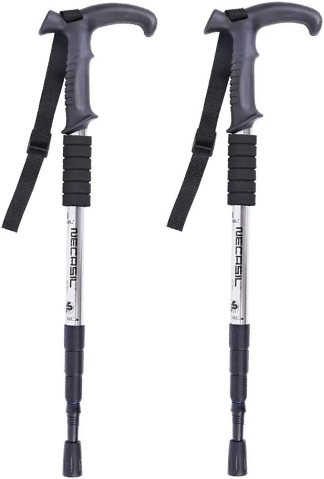 Trekking Poles Ultralight Aluminium Telescopic Hiking Poles Walking Sticks with Inner Lock Antishock for Man and Female in Hiking Camping Walking Trekking (Silver)